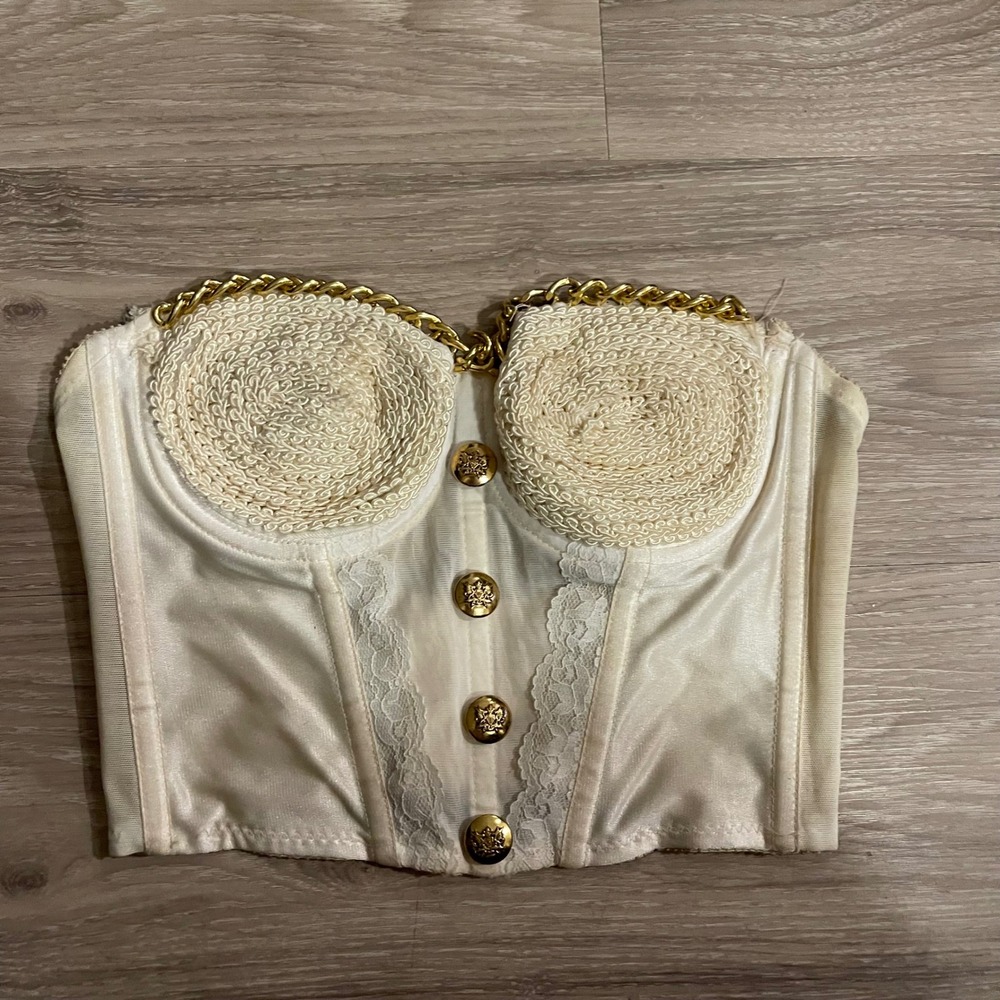 Vintage Cropped Chained Corset Top Strapless Mobwife Y2K Coquette